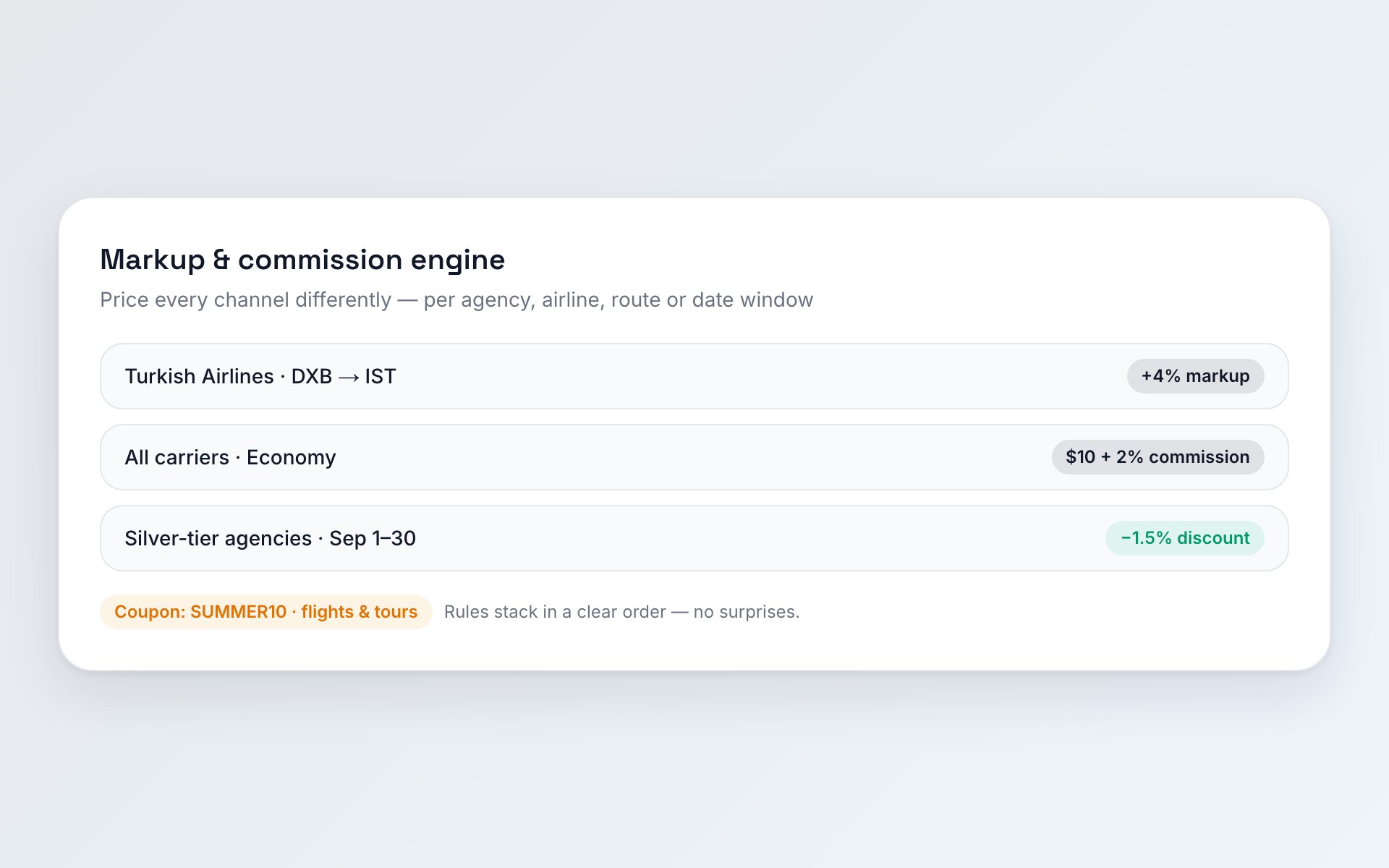 Markup & commission engine