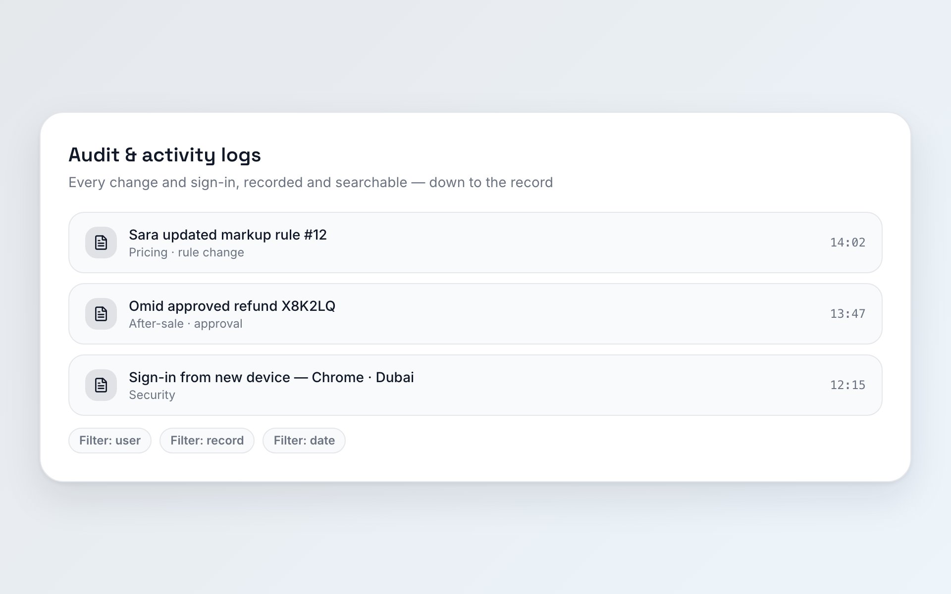 Audit & activity logs