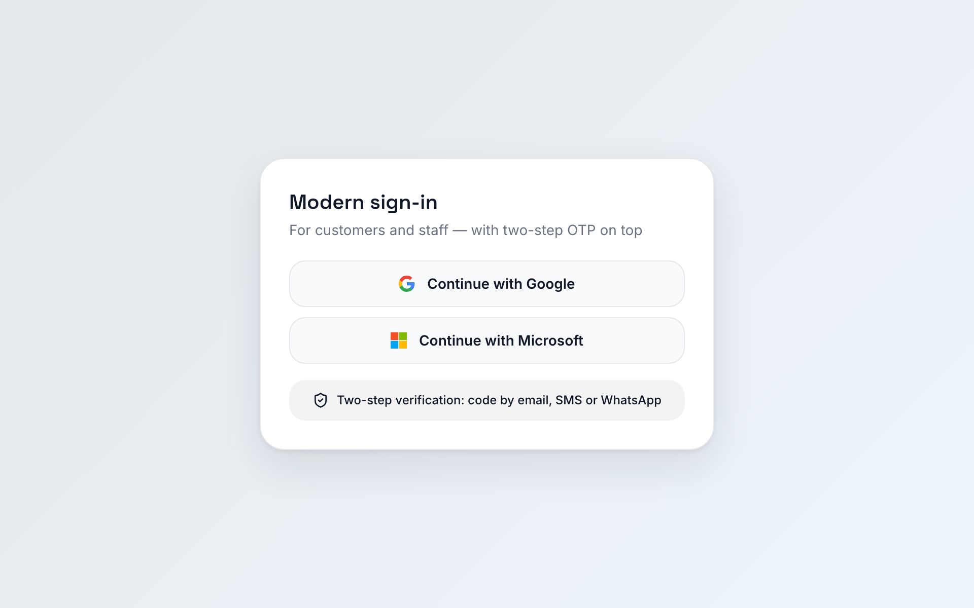 Modern sign-in